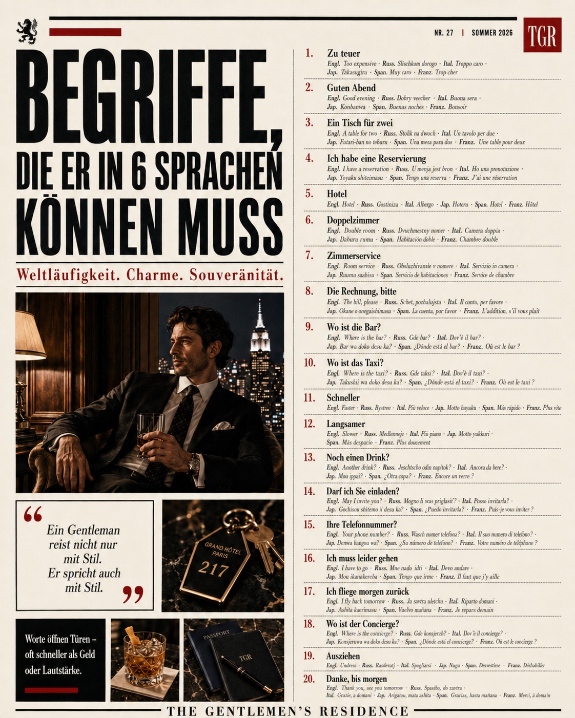 Begriffe die er in 6 Sprachen können muss