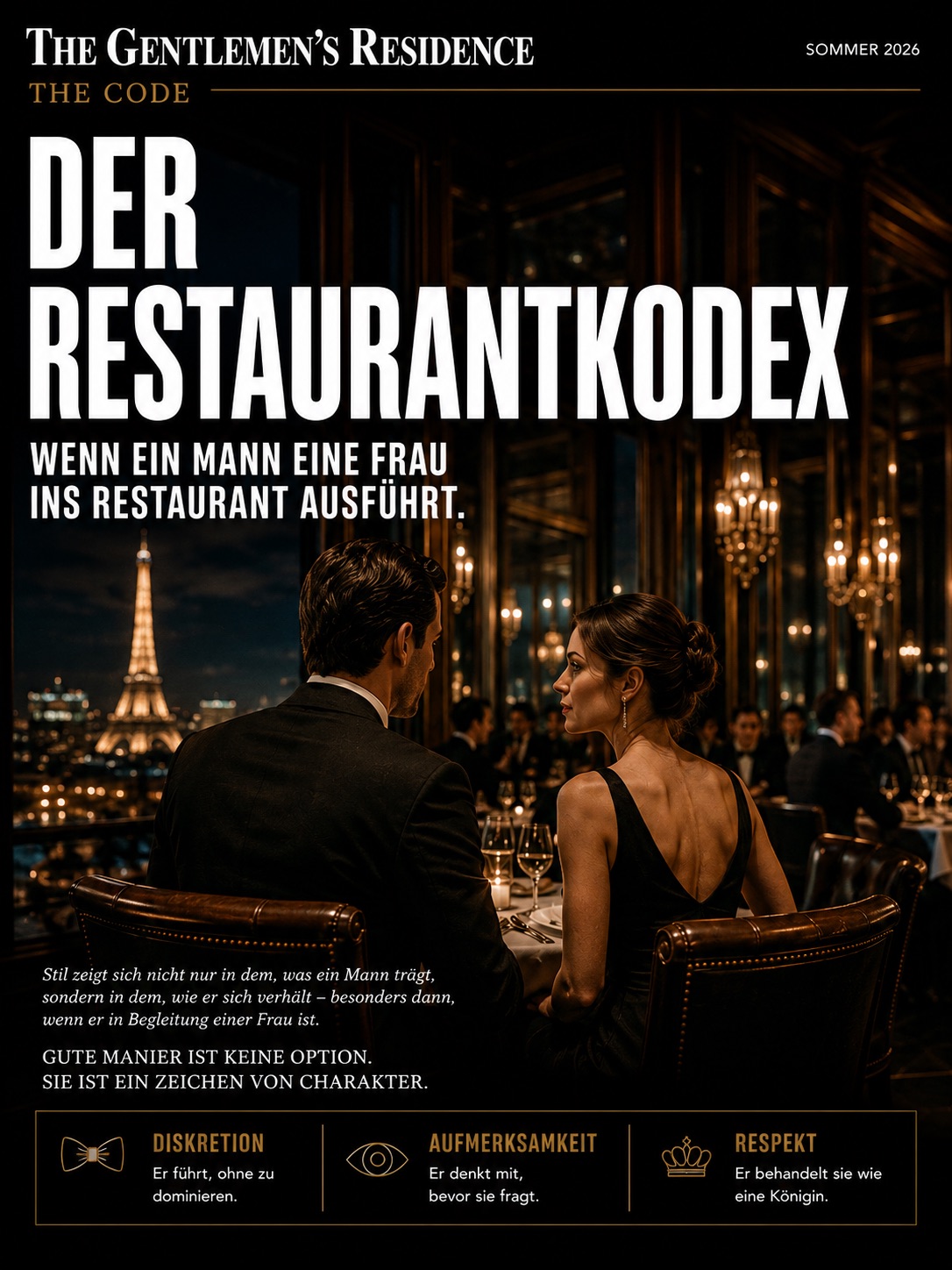 Der Restaurant Kodex. Wie ein Mann eine Frau ins Restaurant ausführt