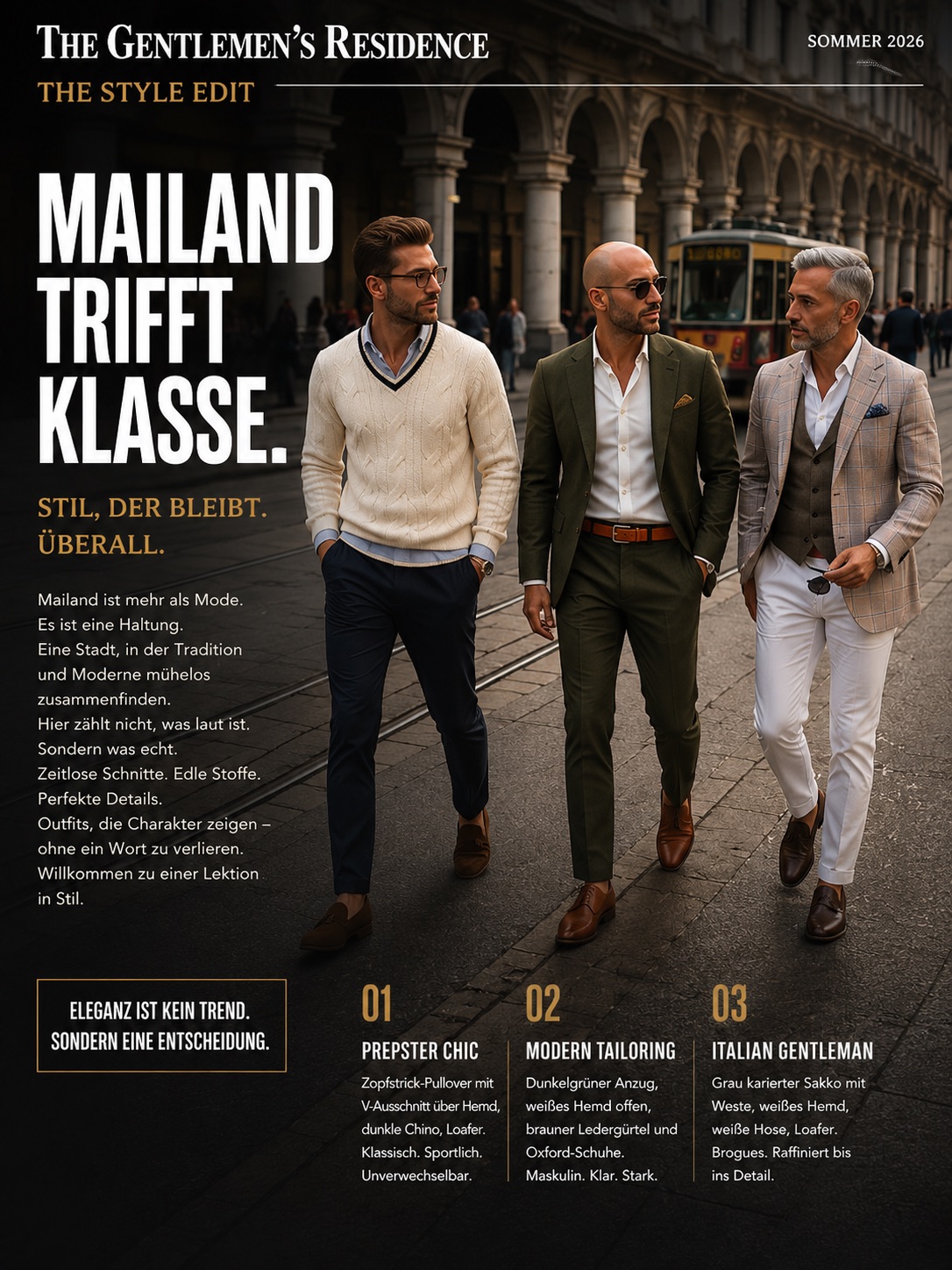 Mailand trifft Klasse. Outfits für jeden Tag in der Stadt.