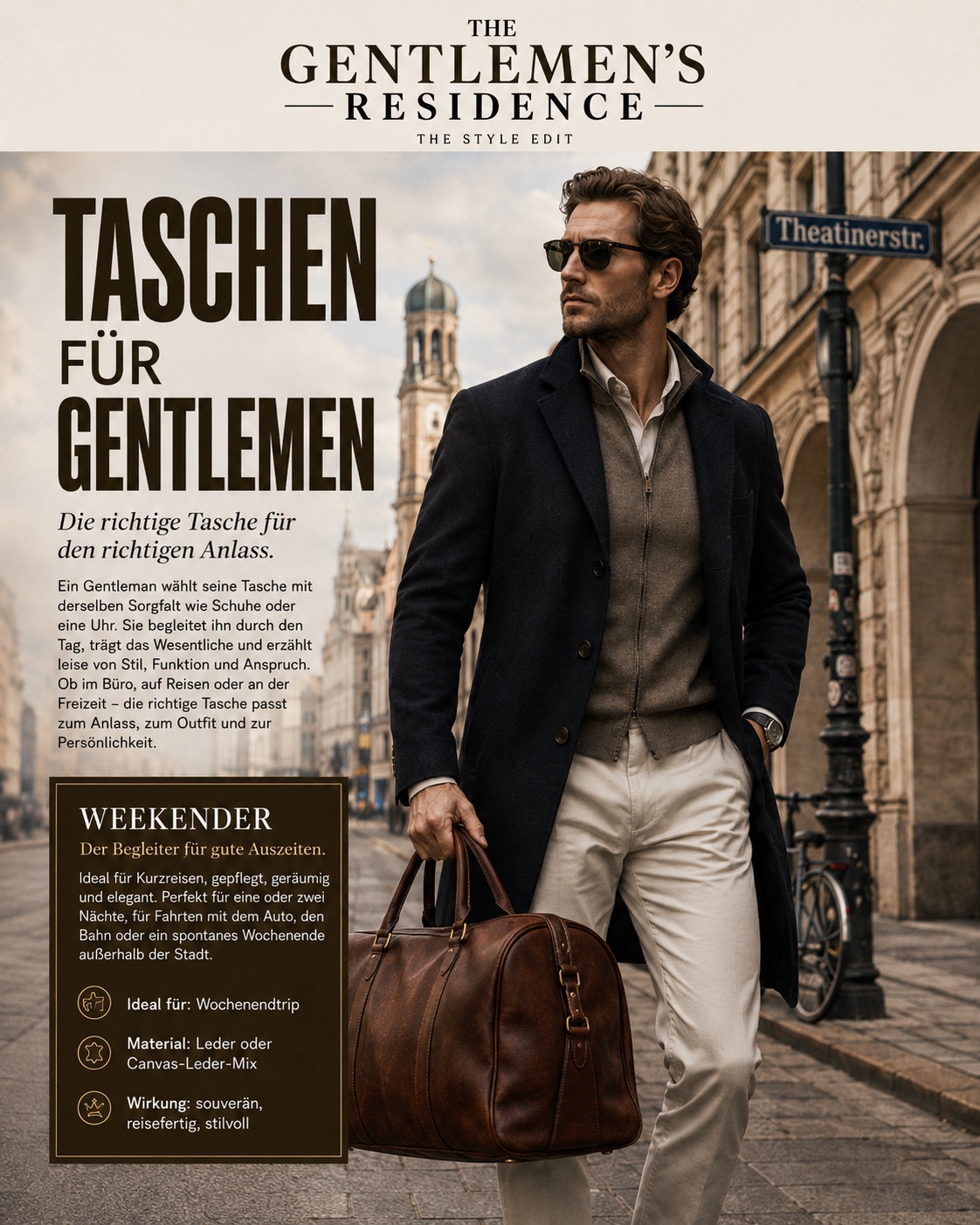 Taschen für den Gentleman. Die richtige Tasche für den richtigen Anlass.