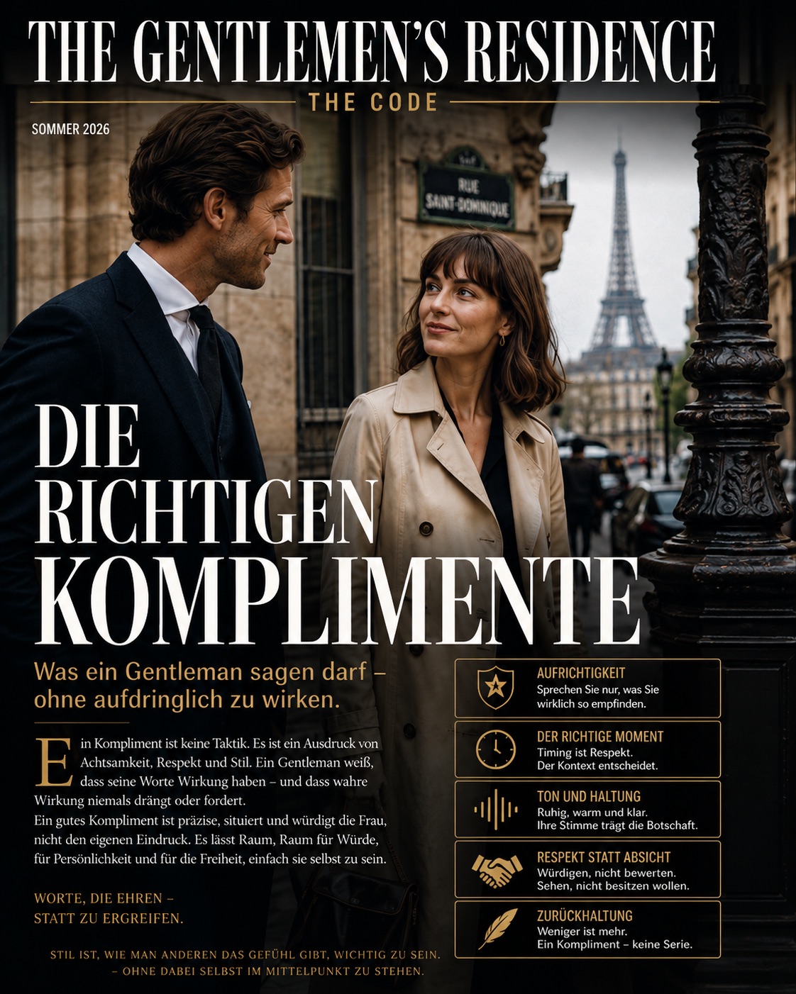 Die richtigen Komplimente. Was ein Gentleman sagen darf.