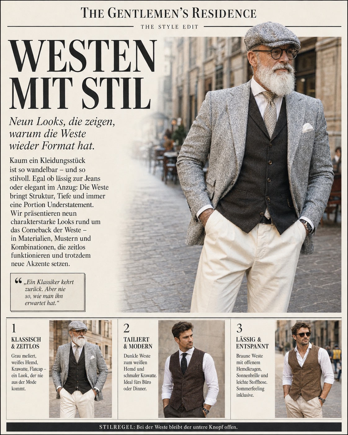 Westen mit Stil. Looks die zeigen, dass eine Weste wieder Format hat.