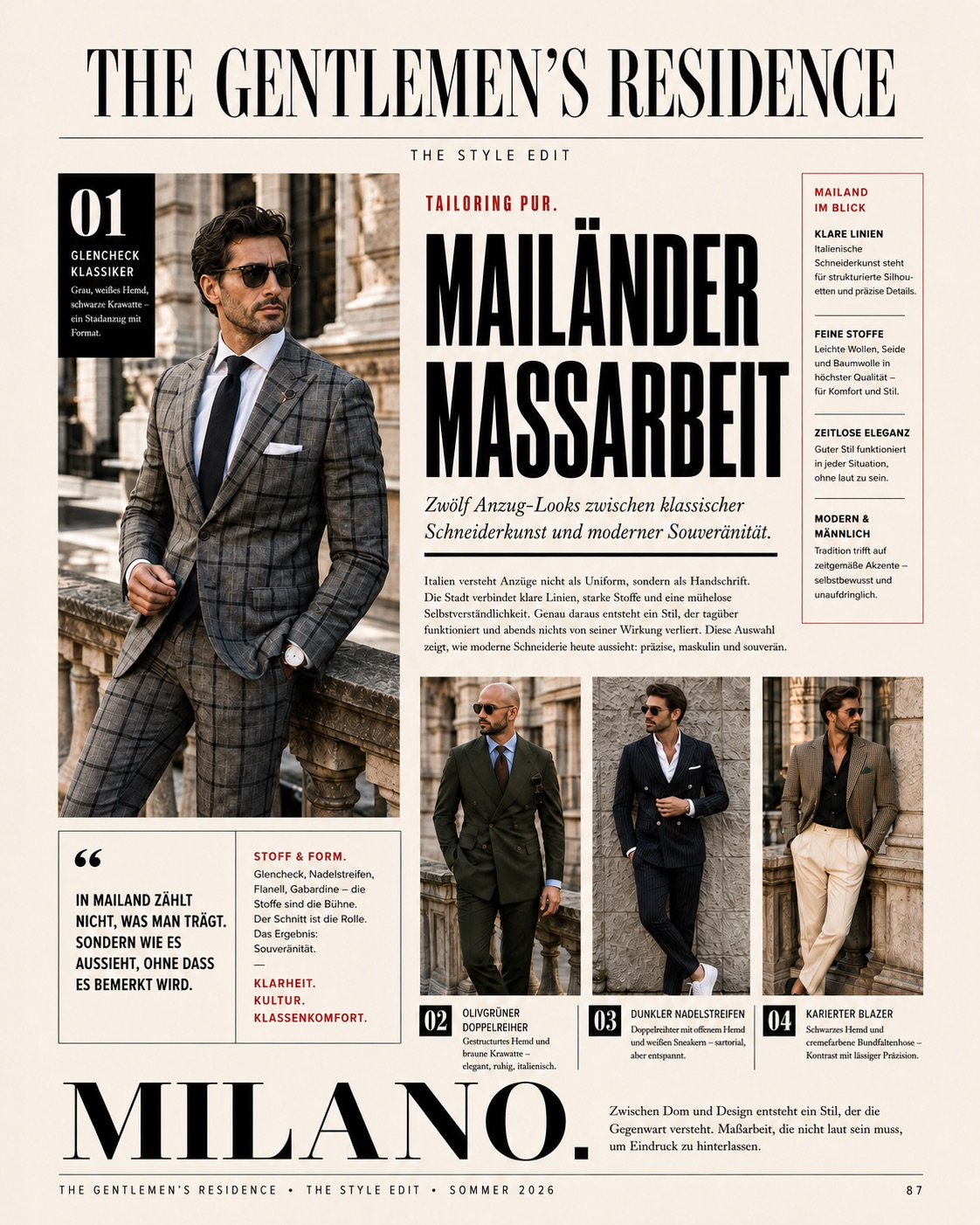 Mailänder Maßarbeit. 12 Anzugslooks für jeden Tag.