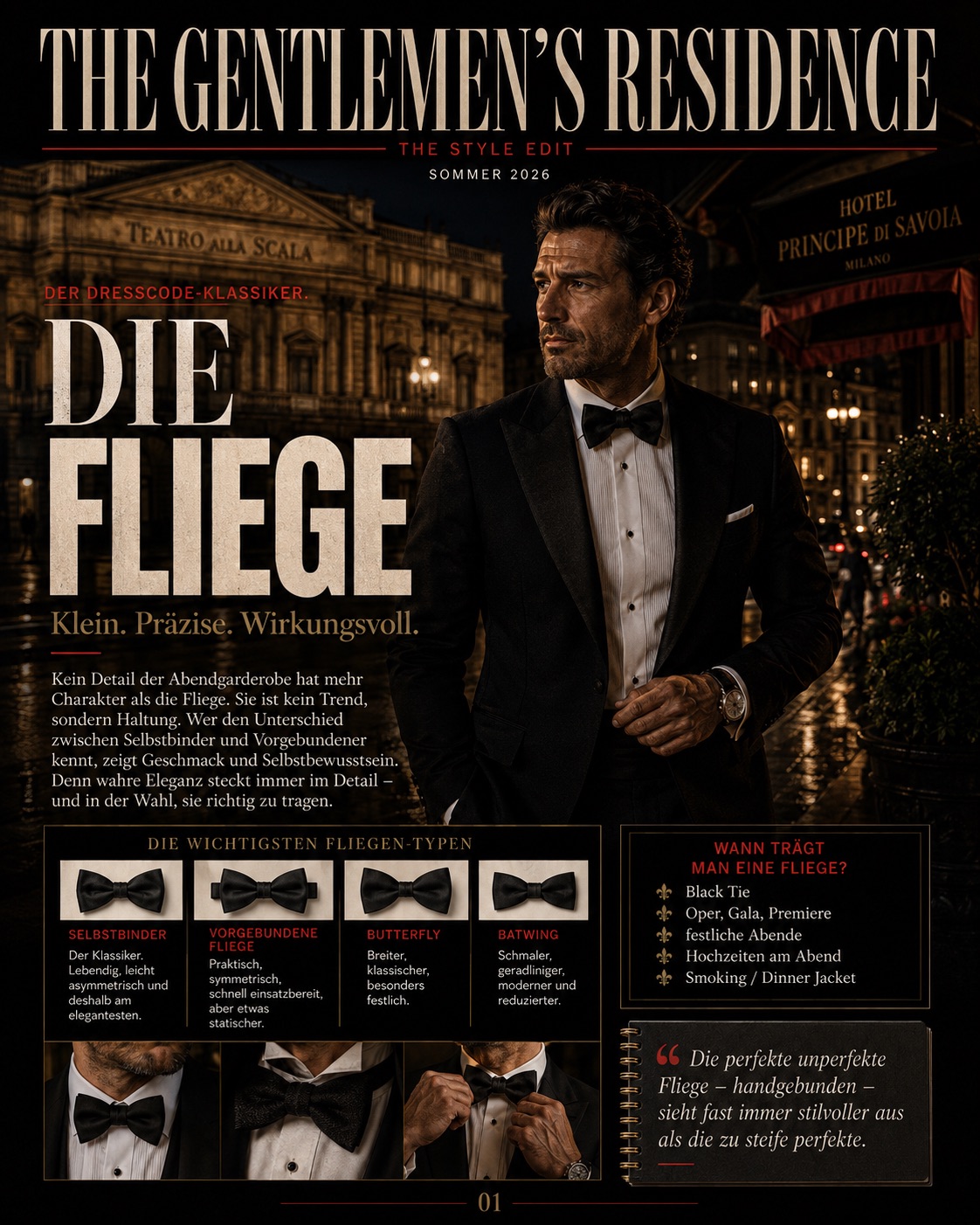 Die Fliege. Ein klassisches Detail für den Mann.