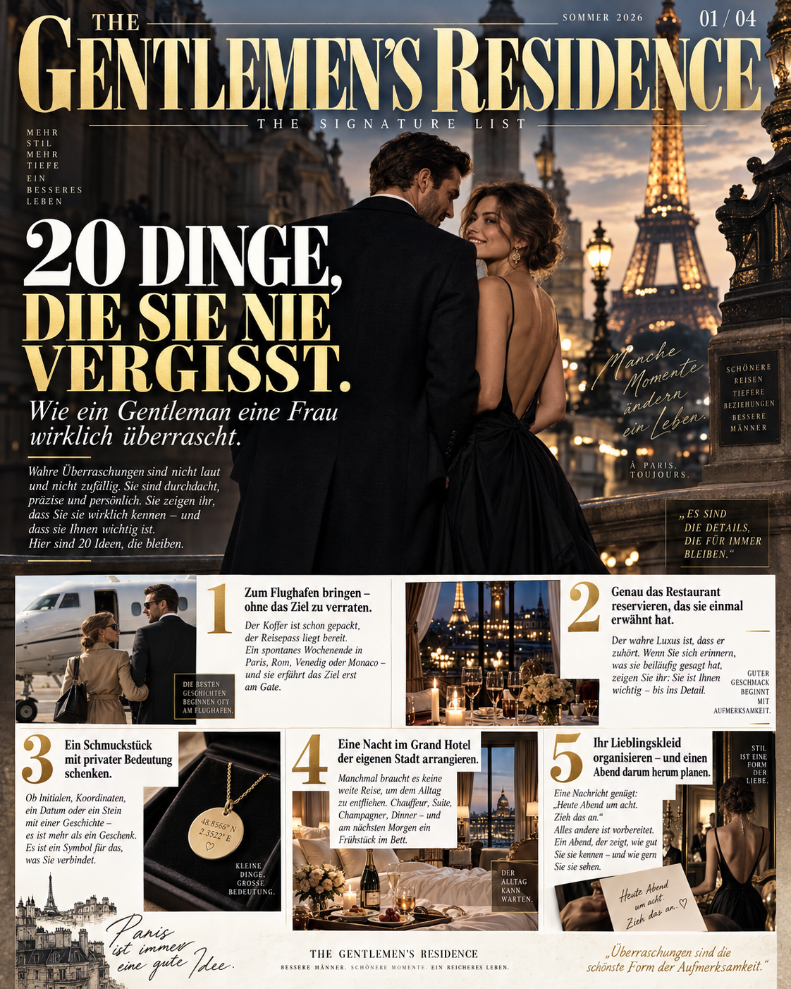 20 Dinge die Sie nie vergisst. Wie man eine Frau überraschen kann.