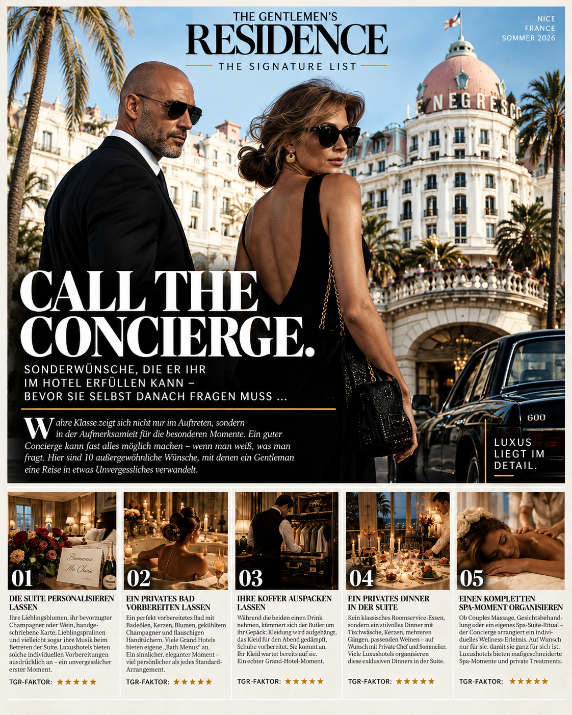 Call the Concierge. Sonderwünsche die der Gentleman ihr im Hotel erfüllen kann.