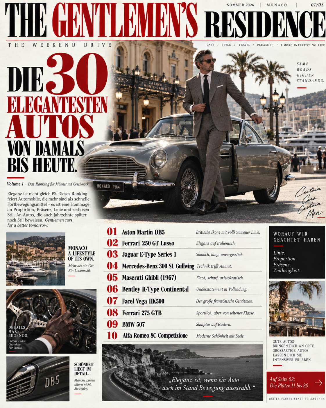 Die 30 elegantesten Autos von damals bis heute.