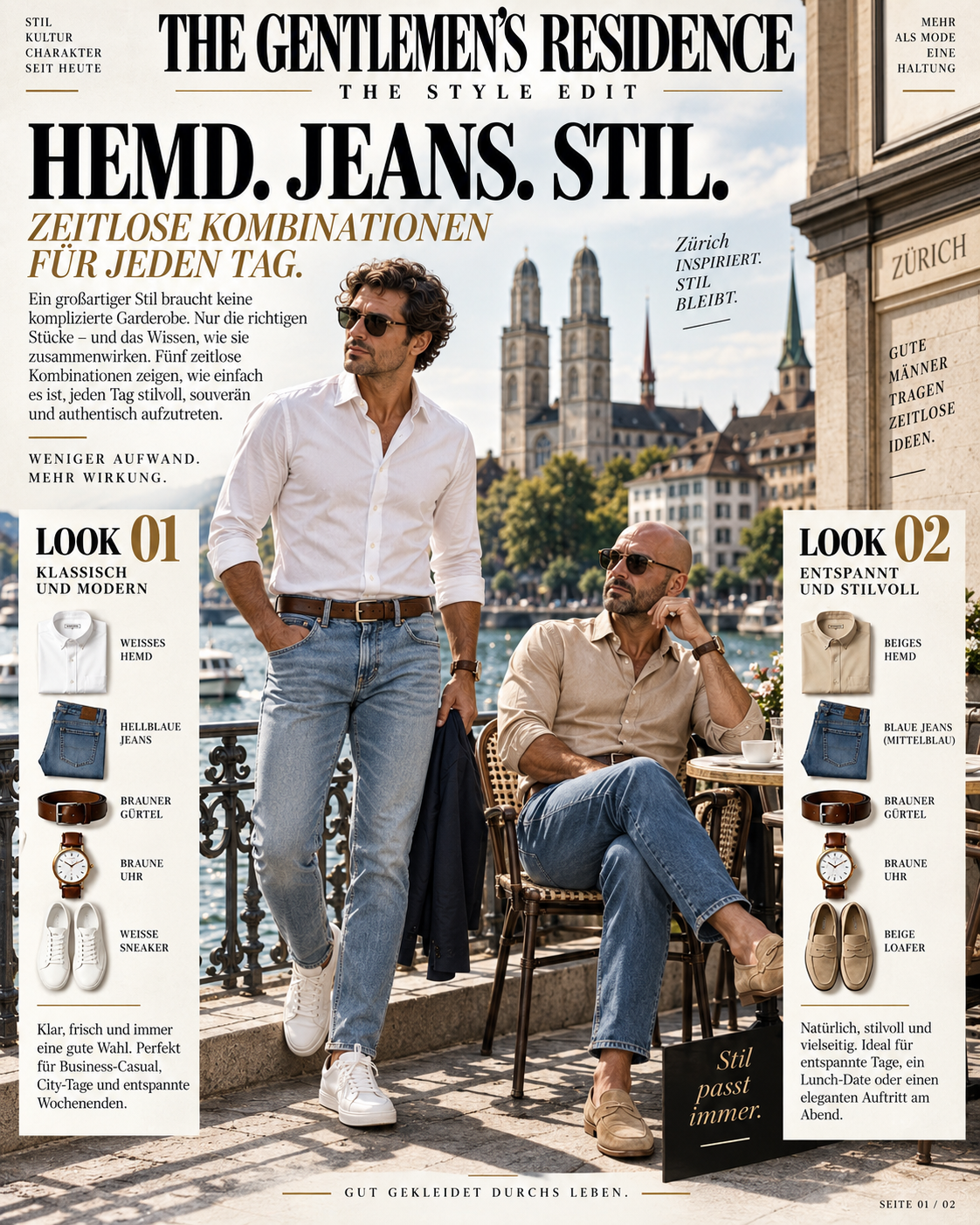 Hemd - Jeans - Stil. 5 Kombinationen Zeitlos für jeden Tag.