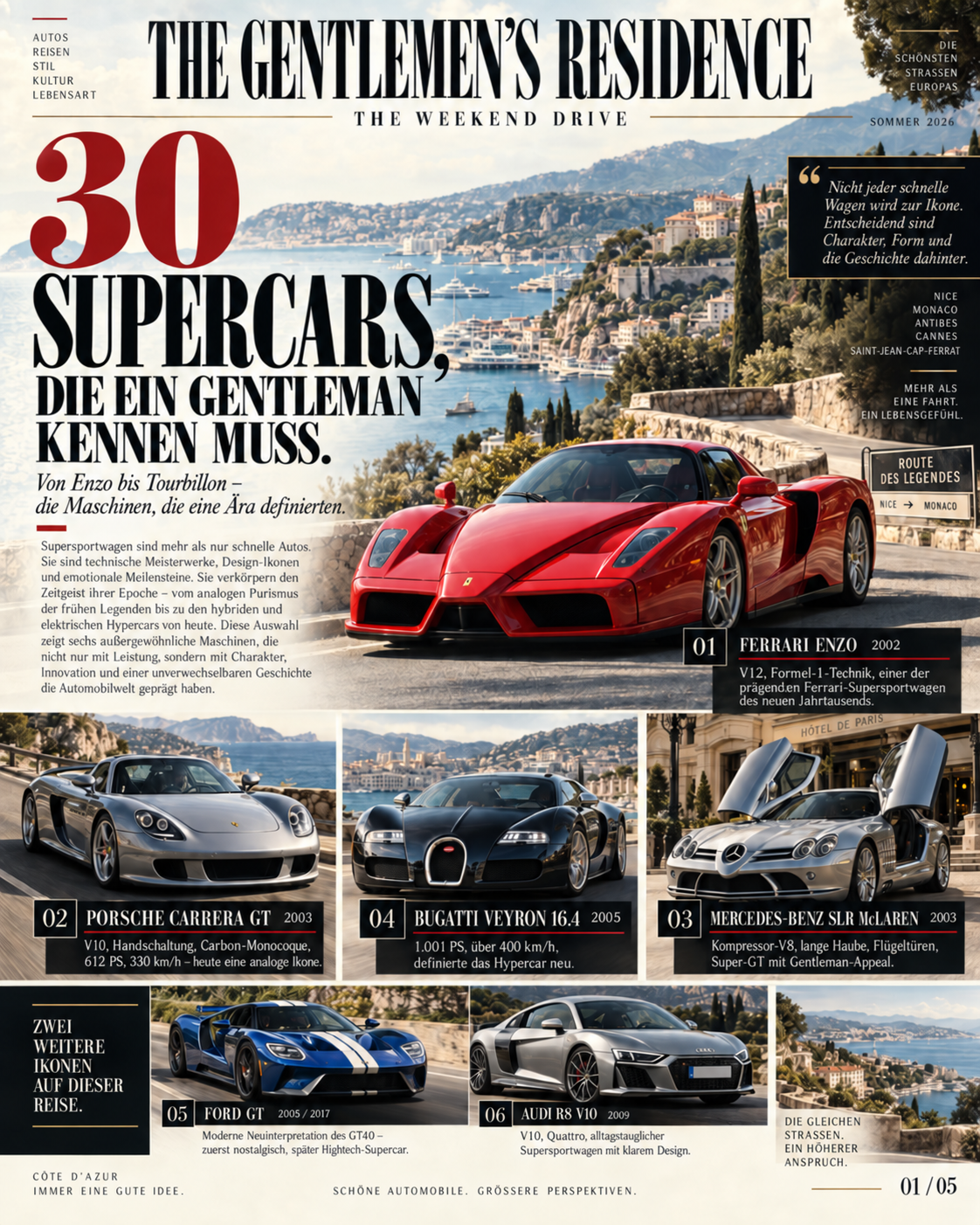 30 Supersportwagen die ein Gentleman kennen muss.