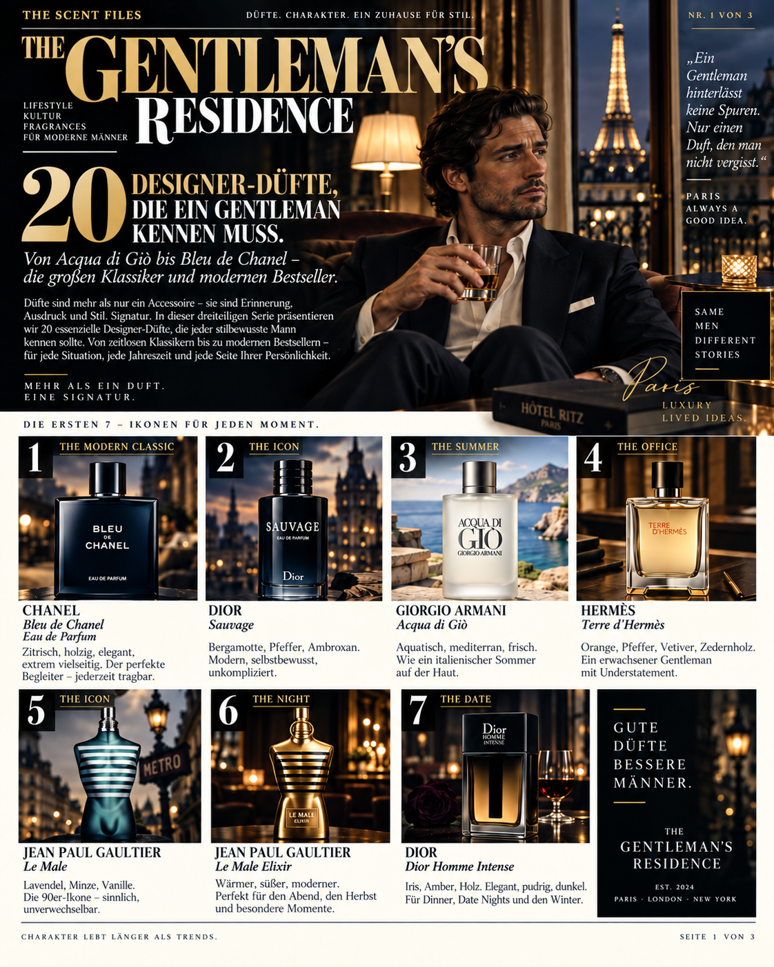 20 Designer-Düfte die ein Gentleman kennen muss.